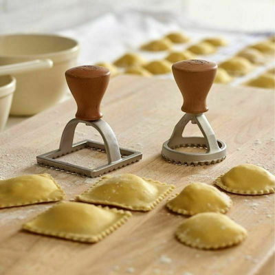 Marcato Aluminum Seal-Cutter for Pasta and Ravioli Pasta with Wooden Handle Design Circle 58mm