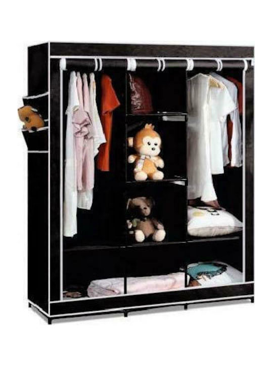 1015 Dulap din material textil cu fermoar și rafturi în culoarea Negru 130x45x175cm