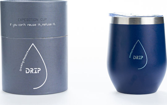 Drip Expedition Cup Pahar Termos Oțel inoxidabil 350ml Albastru cu Mustiuc