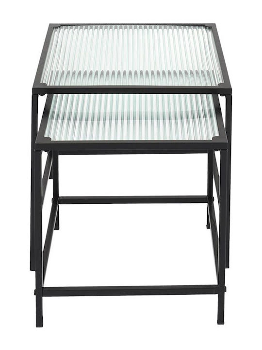 Square Zigon Nesting Glass Transparent Black 2 Pieces M45xW45xH50cm