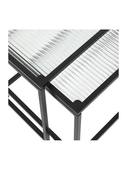 Square Zigon Nesting Glass Transparent Black 2 Pieces M45xW45xH50cm