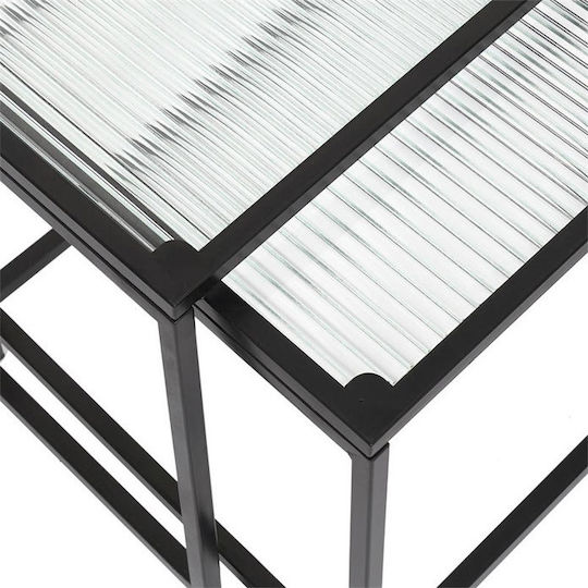 Square Zigon Nesting Glass Transparent Black 2 Pieces M45xW45xH50cm