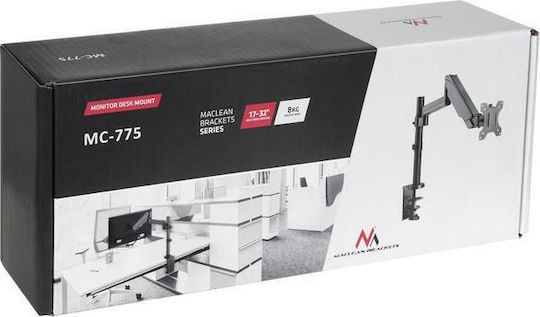 Maclean Energy MC-775 Ständer Auf dem Schreibtisch Bildschirm bis zu 32" mit Arm Gray