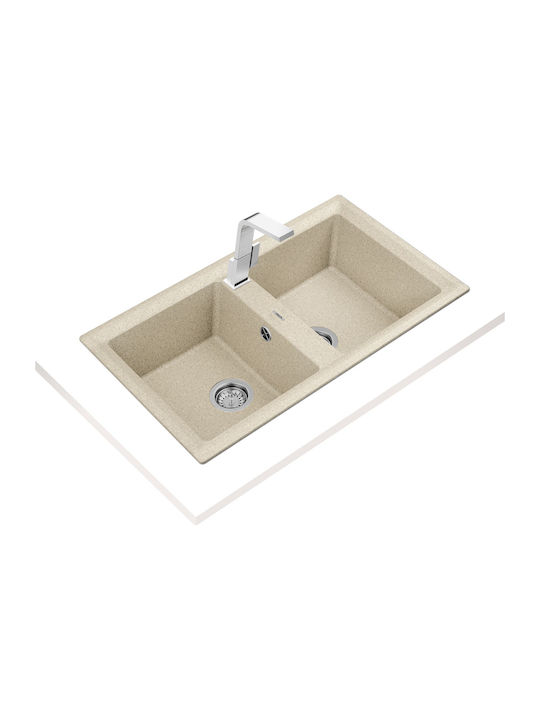 Teka Stone 90 C-TG 2C N.440.SB 115260002 Drop-In Sink Synthetic Granite W86xD51cm Sand Beige