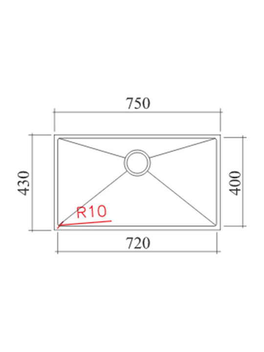 Macart Star 10 Υποκαθήμενος Νεροχύτης Inox Σατινέ Μ75xΠ43cm Ασημί