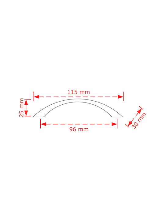 Viobrass 141 Λαβή Επίπλου από Μέταλλο Όρο Ματ 115mm (Απόσταση Κέντρων 96mm) 141