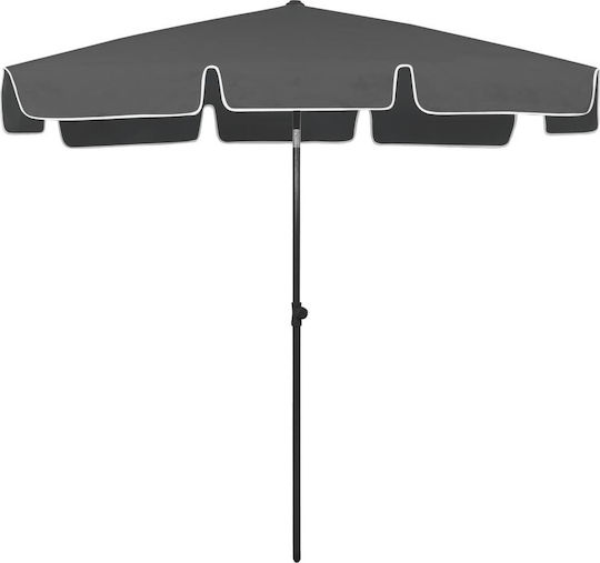 vidaXL Folding Beach Umbrella Diameter 2m with UV Protection Gray