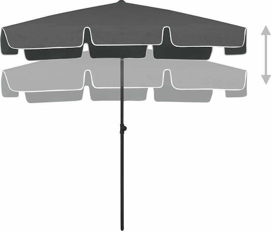 vidaXL Folding Beach Umbrella Diameter 2m with UV Protection Gray