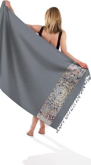Guy Laroche Pestemal Baumwollgrau mit Fransen 170x90cm