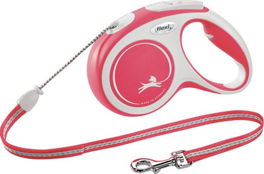 Flexi Klappbar Hundeleine/Führleine Riemen Comfort SM (Weiß/Rot) in Rot Farbe 5m bis zu 20kg