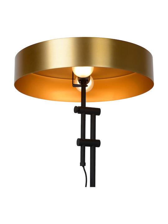 Lucide Lightning Giada Metal Vintage Table Lamp for Socket E27 with Gold Shade and Black Base