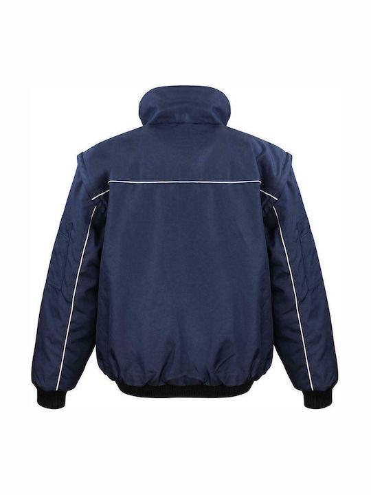 Result Waterproof Work Jacket Navy Blue με Αποσπώμενα Μανίκια