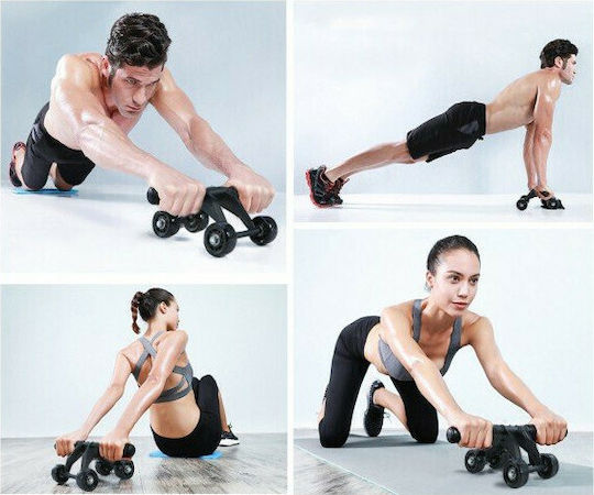 Abdominal Wheel Black with Anti-Slip Handles & Mat και Μπάρα Εκγύμνασης Σώματος