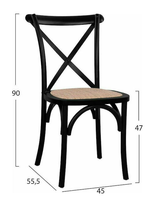Owen Καρέκλα Κουζίνας Ξύλινη Μαύρη 45x55.5x90εκ.