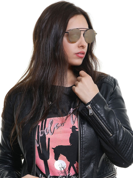Web Unisex Sunglasses with Black Metal Frame and Gold Mirror Lens WE0249 02G