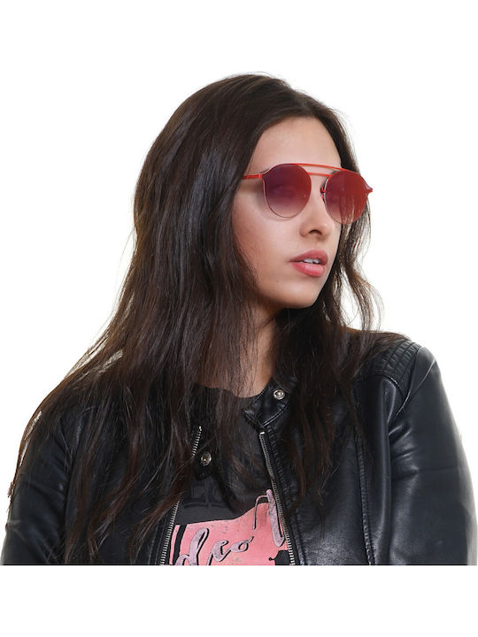 Web Women's Sunglasses with Red Metal Frame and Purple Mirror Lens WE0249 67G
