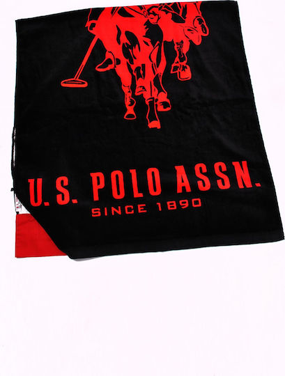 U.S. Polo Assn. Πετσέτα Θαλάσσης Βαμβακερή Μαύρη 180x90εκ.