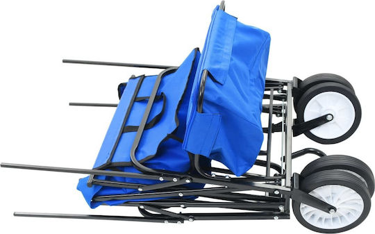 vidaXL Transport Trolley Folding Blue Steel Folding Blue Steel Foldable for Weight Load up to 75kg Blue