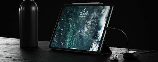 Nomad Robustes Leder Flip Cover Dauerhafte Schwarze (iPad Pro 2020 12,9 Zoll)