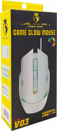Aoas Aoas V03 RGB Геймърска Мишка 3200 DPI Бял