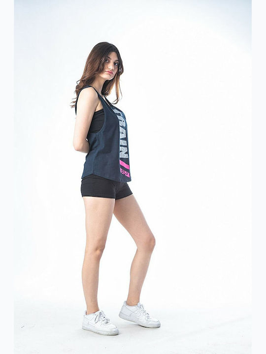 Women's Blouse Cotton Sleeveless Navy Blue