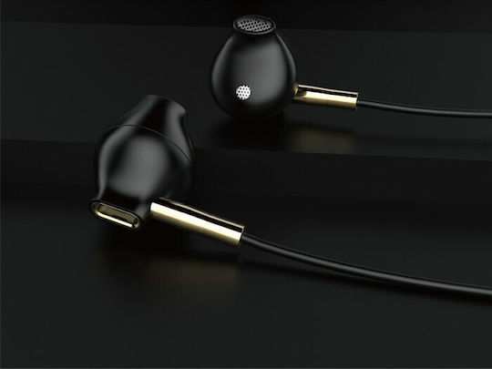 Moxom MX-EP07 Earbuds Handsfree με Βύσμα 3.5mm Black Gold