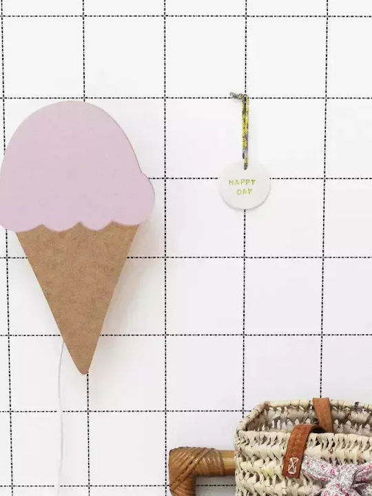 April Eleven Wooden Kids Wall Light Ice Cream Pink