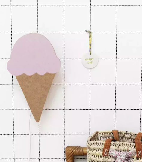April Eleven Παιδικό Φωτιστικό Τοίχου Ξύλινο Ice Cream Pink