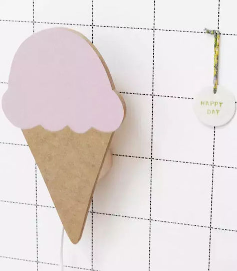 April Eleven Παιδικό Φωτιστικό Τοίχου Ξύλινο Ice Cream Pink