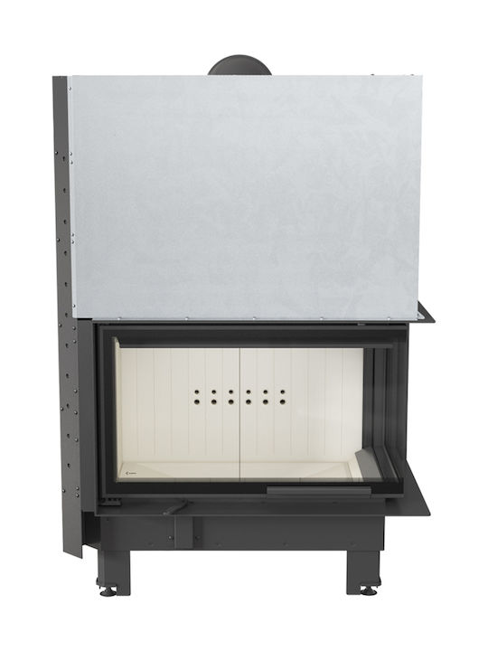 Kratki MBO P BS G Wood Fireplace Insert Fan Heater with Right Corner Window 15kW Black