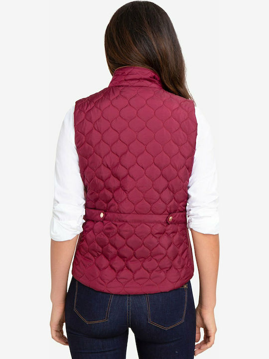 U.S. Polo Assn. Women's Short Puffer Jacket for Spring or Autumn Burgundy