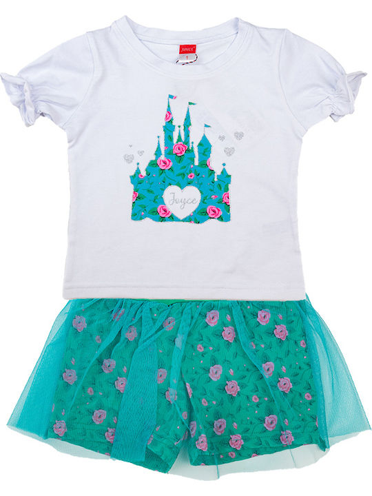 Joyce Kids Clothing Set with Skirt with Skirt 2pcs Turquoise