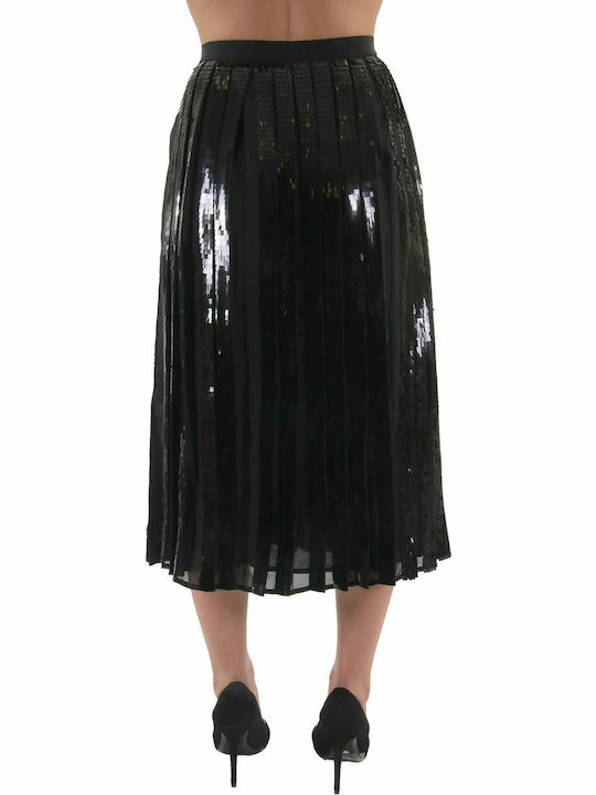 Trussardi Pleated High Waist Midi Skirt in Black color