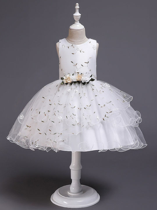 Kids Dress Sleeveless Tulle White
