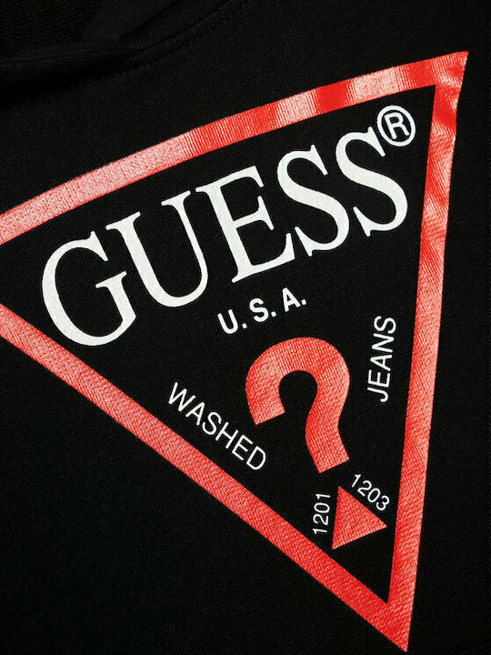 Fleece Kids Sweatshirt with Hood and Pockets Black