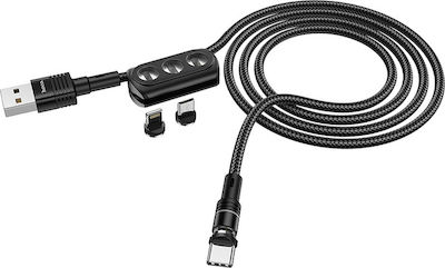 Hoco Sunway U98 Braided / Magnetic USB to Lightning / Type-C / micro USB 1.2m 2.4A Cable