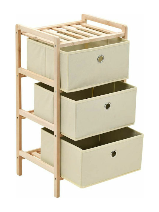 Drawers Storage Made of Wood & Fabric with 2 Drawers Beige L32xW26xH60cm