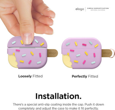 Elago Ice Cream Case Hülle Silikon mit Haken in Rosa Farbe für Apple AirPods Pro