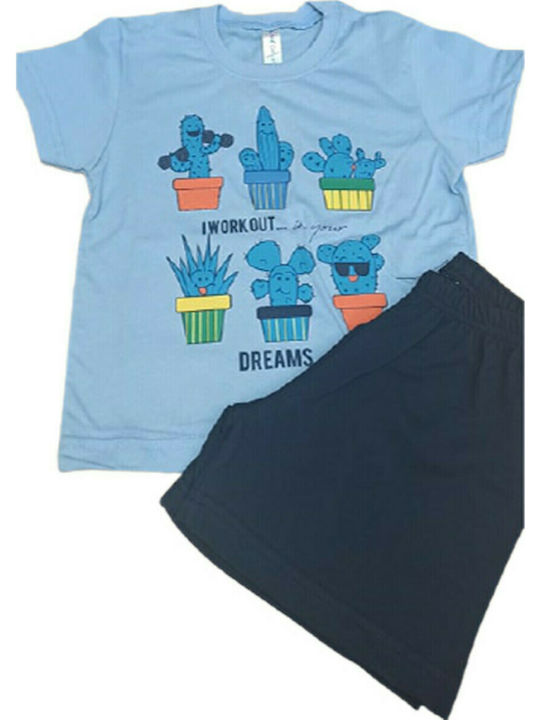 Dreams by Joyce Set Top & Bottom Kids Summer Pyjamas Light Blue