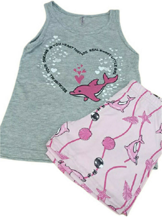 Dreams by Joyce Set Top & Bottom Kids Summer Pyjamas Gray