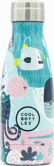 Cool Bottles Sea World Bottle Thermos Stainless Steel 260ml Light Blue with Mouthpiece