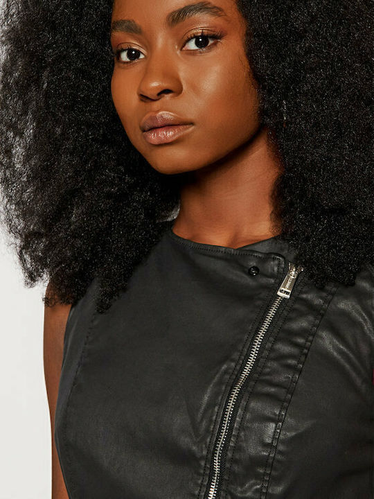 Summer Mini Evening Leather Black Dress