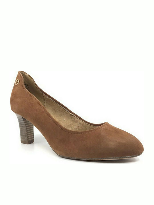 S.Oliver Suede Tabac Brown Medium Heels