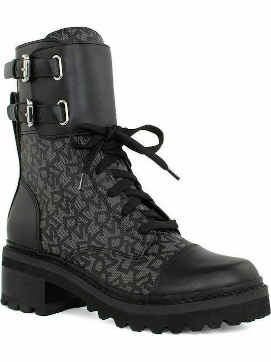 DKNY Bart Combat K2187792 Women's Medium Heel Combat Boots Black