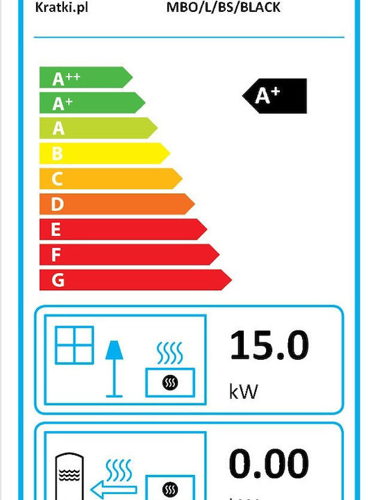 Kratki MBO L BS Ενεργειακό Τζάκι Ξύλου Αερόθερμο 15kW Αριστερή Γωνία με Ανοιγόμενη Πόρτα Black