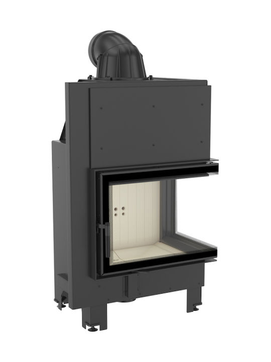 Kratki MBZ P BS Wood Fireplace Insert Fan Heater with Right Corner Window 13kW Black