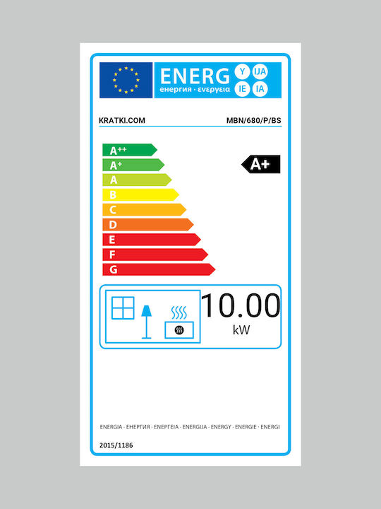 Kratki MBN 680 P BS Kaminofen Holz Warmluft 10kW Rechte Ecke mit einer zu öffnenden Tür