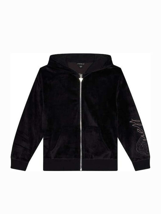 Guess Girls Hooded Cardigan with Zipper Black