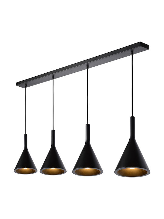 Lucide Lightning Gipsy Pendant Light Black Rail for 4 Bulbs E27 120cm