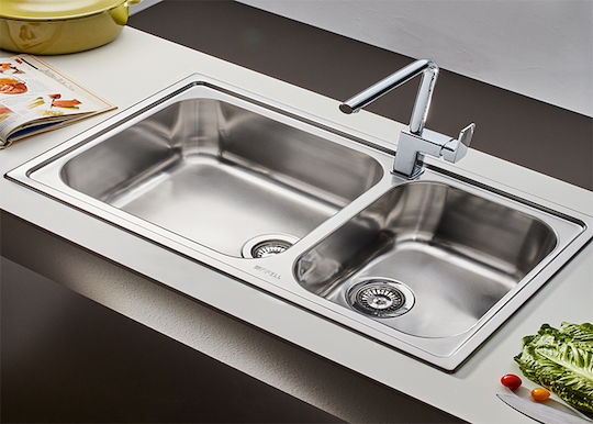 Apell Linear 8520 Ένθετος Νεροχύτης Αριστερός Inox Σαγρέ Μ86xΠ50cm Ασημί